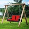 Costway 2-Person Patio Rattan Hanging Porch Swing Bench Chair Cushion Beige\Black\Red\Turquoise